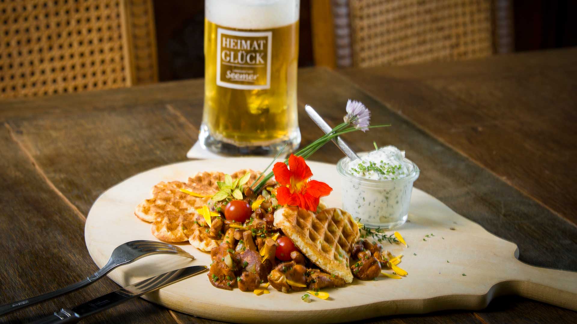 Kartoffelwaffel mit Pilzen